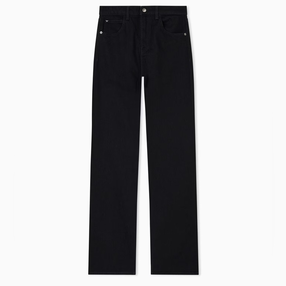 Emporio Armani J47 Mid to High Rise Flared Leg Comfort Denim Black Jeans